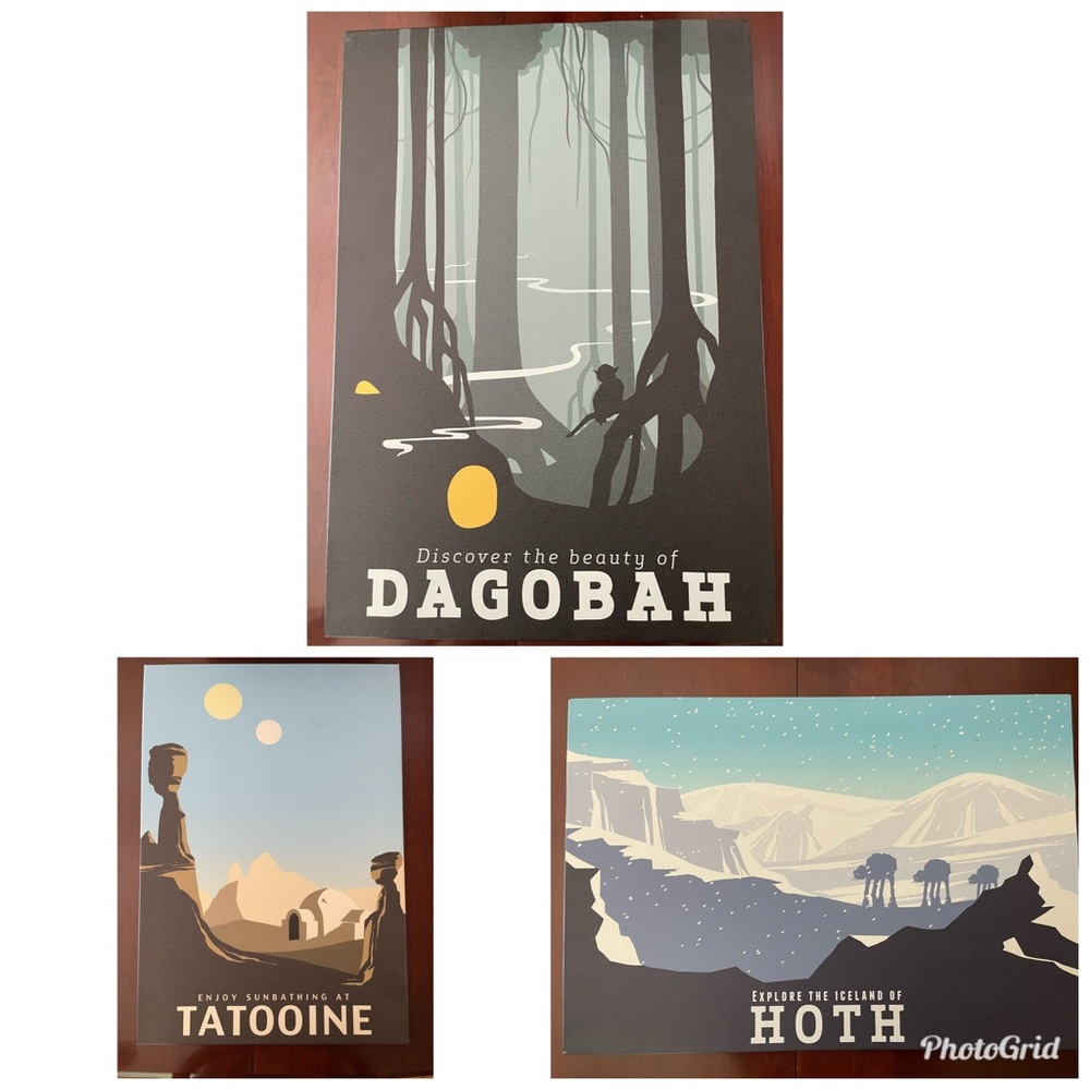 Star Wars Dagobah, Tatooine, and Hoth Canvas Art Print Set
